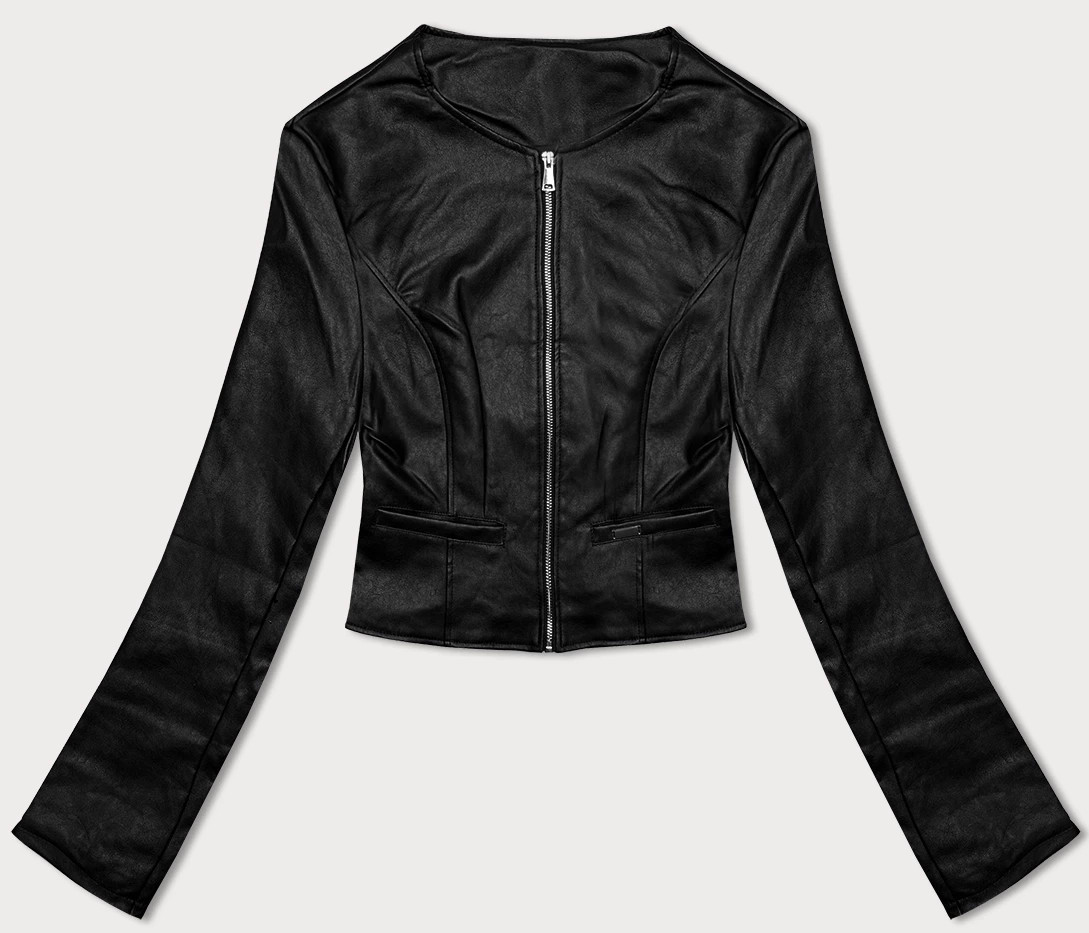 Krátká černá bunda z ekologické kůže J Style (11Z8110) odcienie czerni S (36)