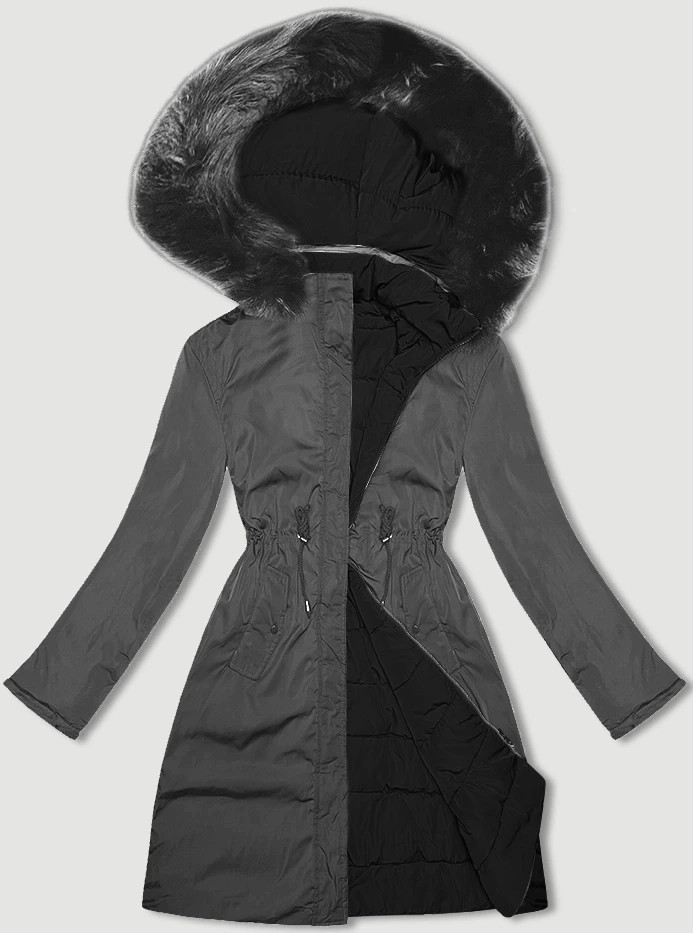 Černo-šedá oboustranná dámská bunda J Style pro přechodné období (16M9159-392) odcienie czerni S (36)
