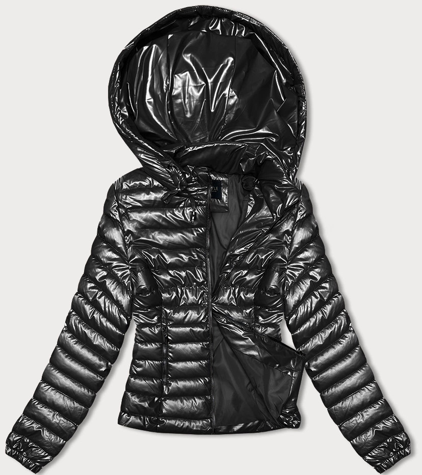 Černá dámská prošívaná bunda s kapucí (16M9106-392) odcienie czerni L (40)
