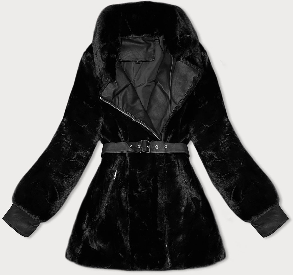 Černá dámská kožešinová bunda J Style (11Z8075) odcienie czerni S (36)