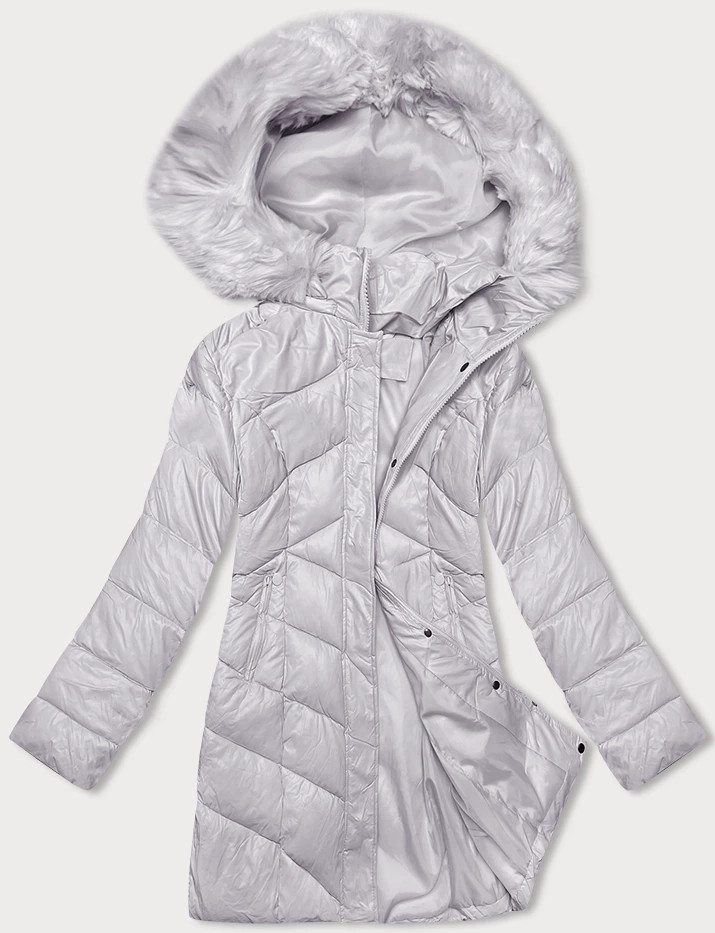 Dámská zimní bunda ve vřesové barvě s kapucí (H-898-103) odcienie fioletu S (36)