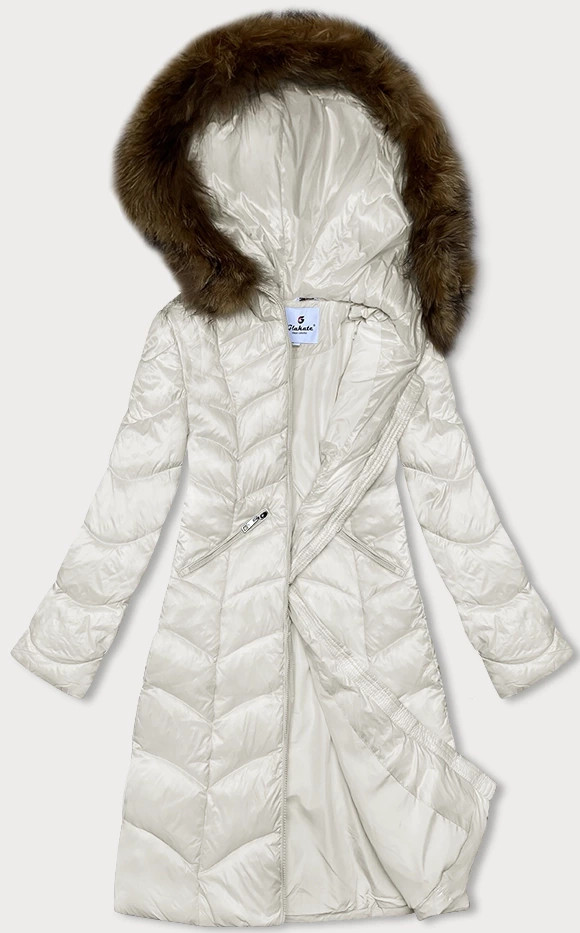 Prošívaná dámská bunda v ecru barvě Glakate pro přechodné období (LU-2201) odcienie bieli XXL (44)