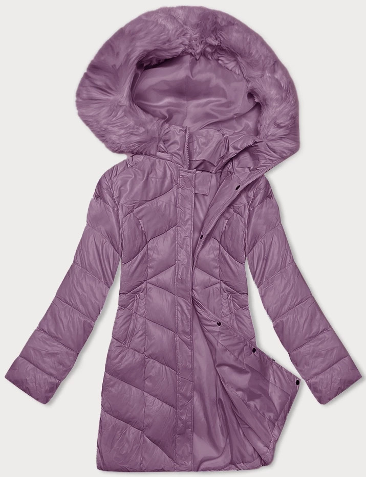 Fialová dámská zimní bunda s kapucí (H-898-38) odcienie fioletu L (40)