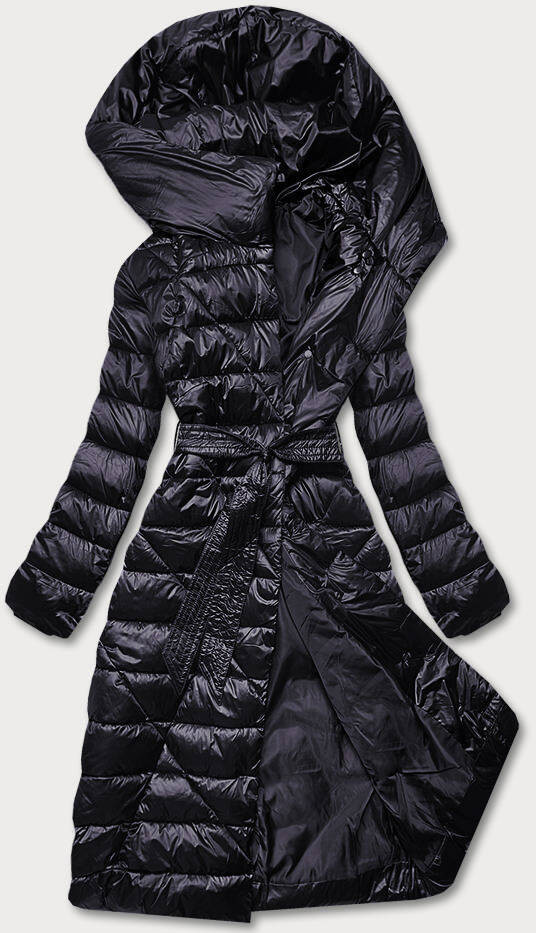 Prošívaný kabát v lilkové barvě s kapucí (AG1-J9069) odcienie fioletu M (38)