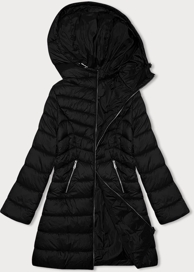 Černá prošívaná dámská bunda s kapucí J Style (11Z8083) odcienie czerni XL (42)