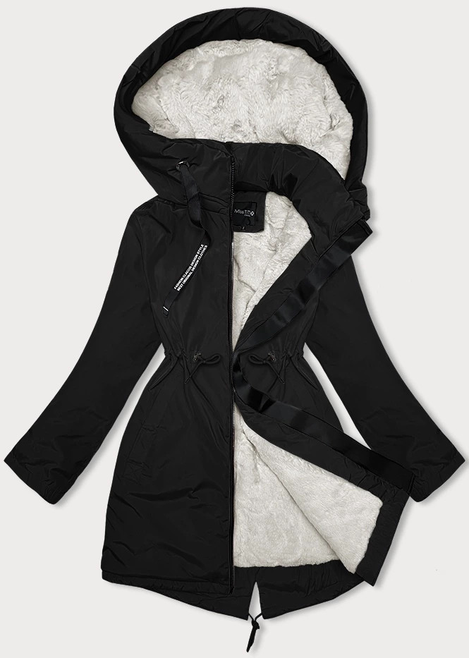 Černá dámská zimní bunda s kapucí Glakate (H-3832) odcienie czerni L (40)