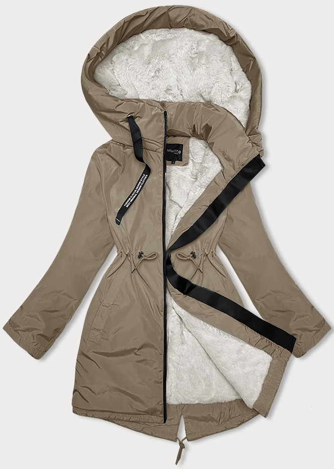 Dámská zimní bunda ve velbloudí barvě s kapucí Glakate (H-3832) odcienie beżu XXL (44)