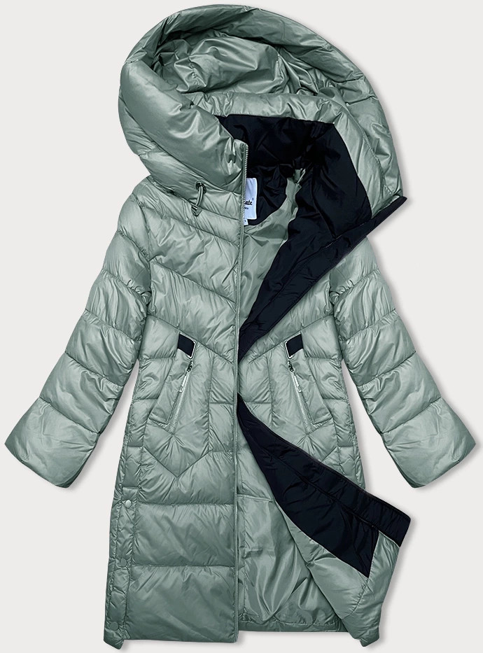 Dámská zimní péřová bunda v mátové barvě Glakate (LU-238002#) odcienie zieleni S (36)