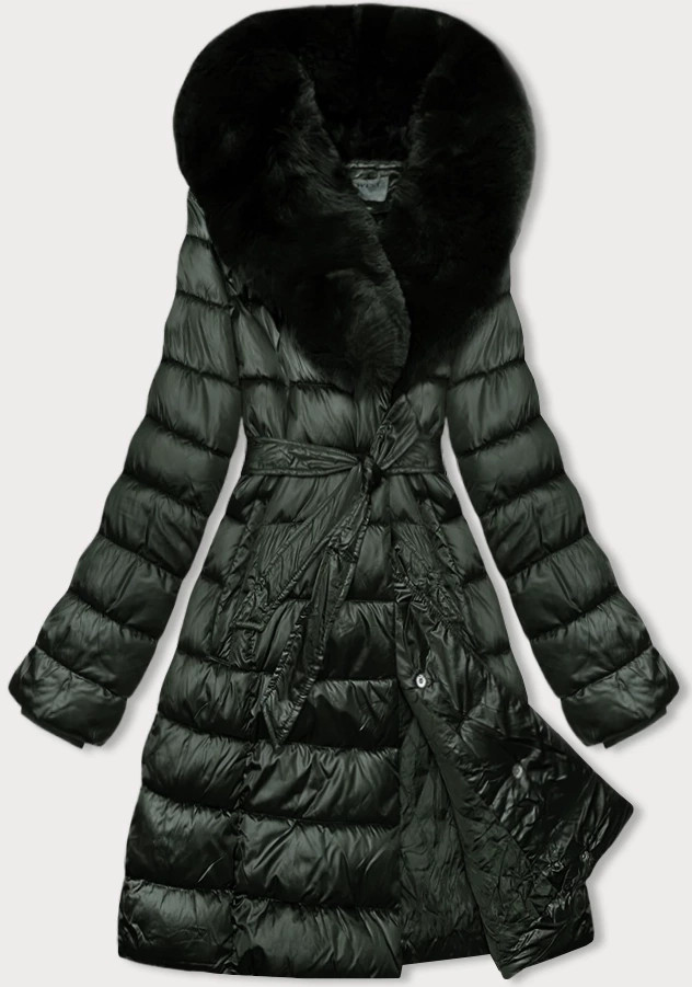 Zimní bunda v army barvě s kožešinovým límcem S'west (B8197-11) odcienie zieleni XXL (44)