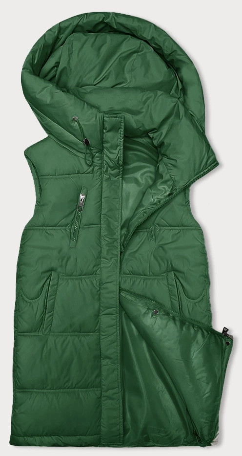 Zelená dámská vesta se stojáčkem a kapucí Miss Titi (3132) odcienie zieleni XL (42)