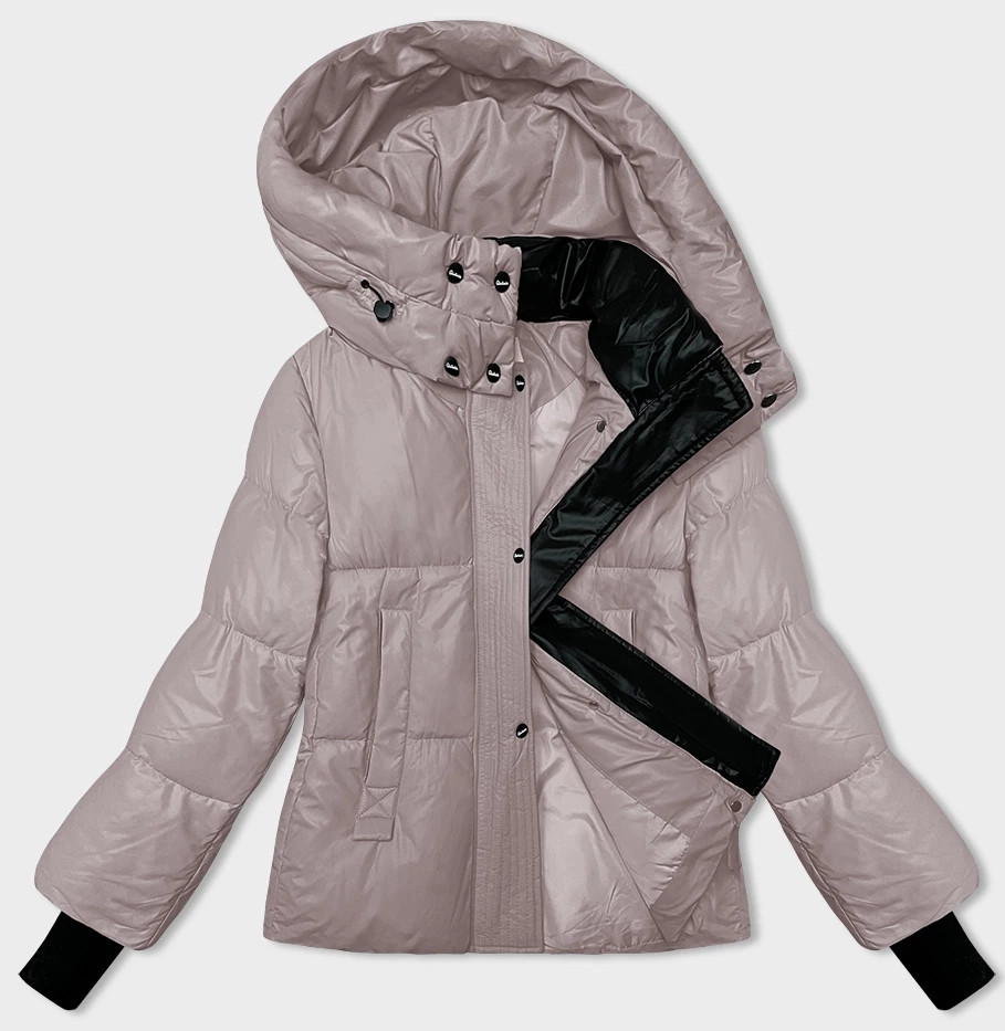 Světle růžová péřová dámská zimní bunda s kapucí Glakate (LU-238191#) odcienie różu L (40)