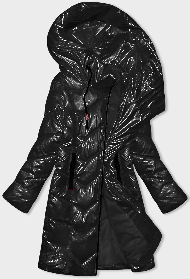 Černá metalická dámská vypasovaná zimní bunda Rosse Line (7227) odcienie czerni M (38)