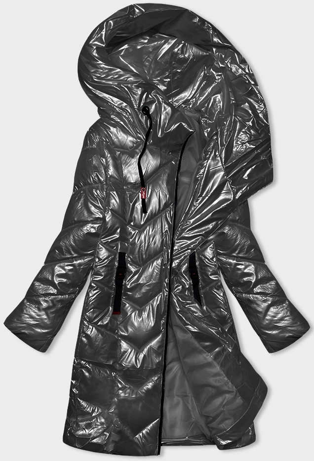 Metalická dámská vypasovaná zimní bunda v grafitové barvě Rosse Line (7227) odcienie szarości S (36)