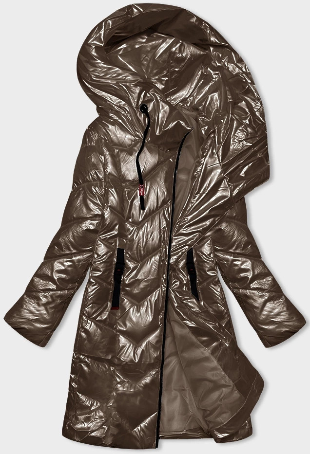 Hnědá metalická dámská vypasovaná zimní bunda Rosse Line (7227) odcienie brązu L (40)