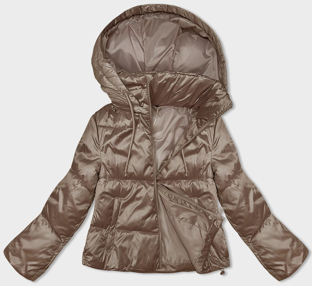 Krátká dámská bunda v karamelové barvě s odepínací kapucí S'West (B8228-101) odcienie beżu XL (42)