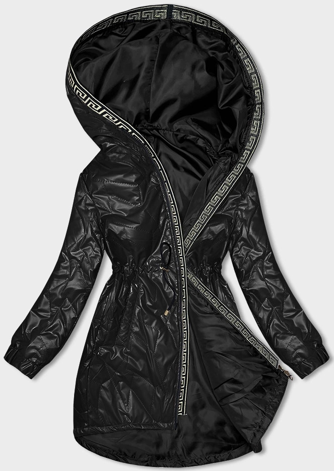Černá dámská bunda s ozdobným prošíváním S'West (B8146-1) odcienie czerni XXL (44)