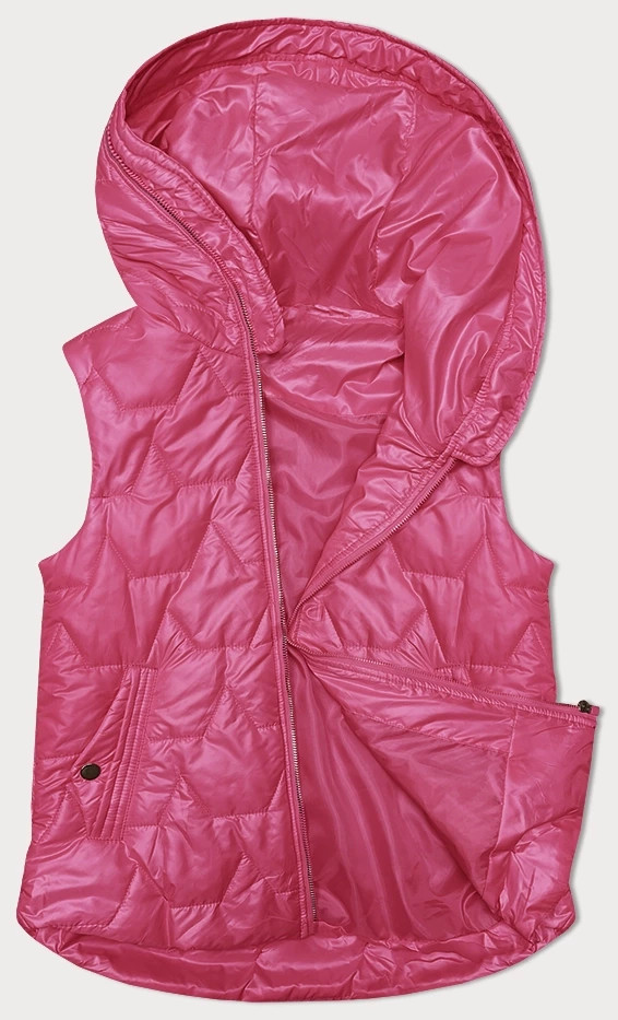 Neonově růžová tenká dámská vesta se zlatým zipem S'West (B8229-83) odcienie różu L (40)