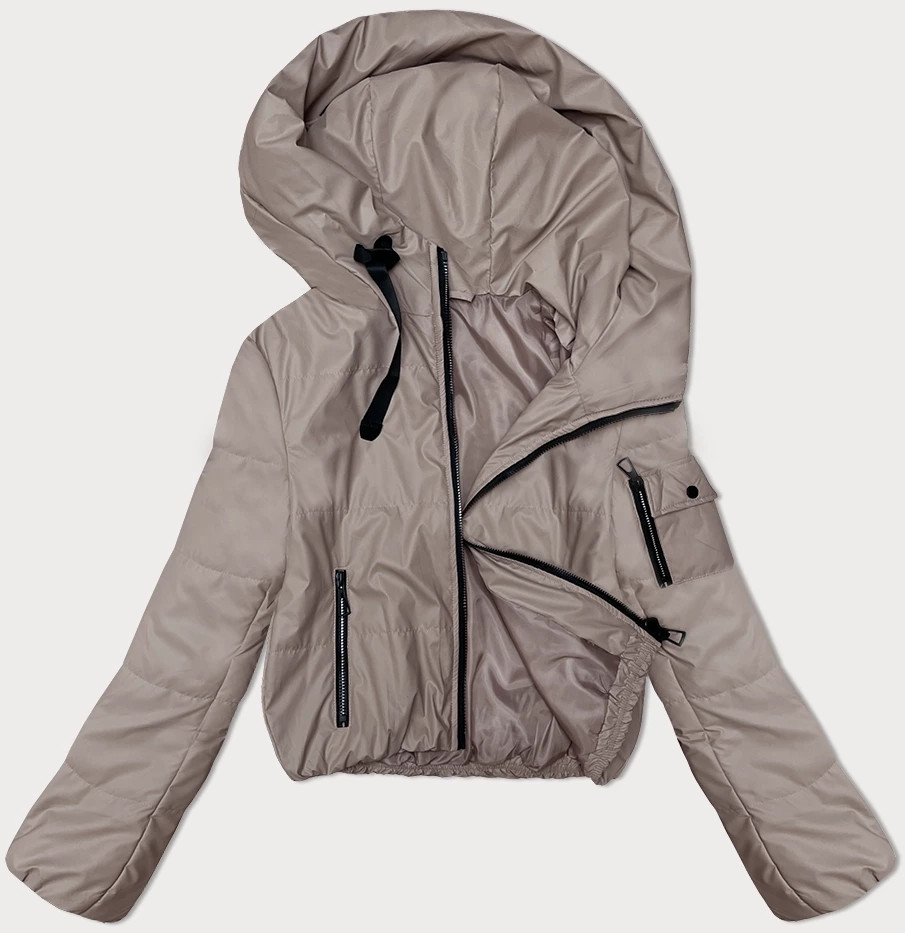 Světle béžová krátká dámská bunda s kapucí S'West (B8246-51) odcienie beżu L (40)