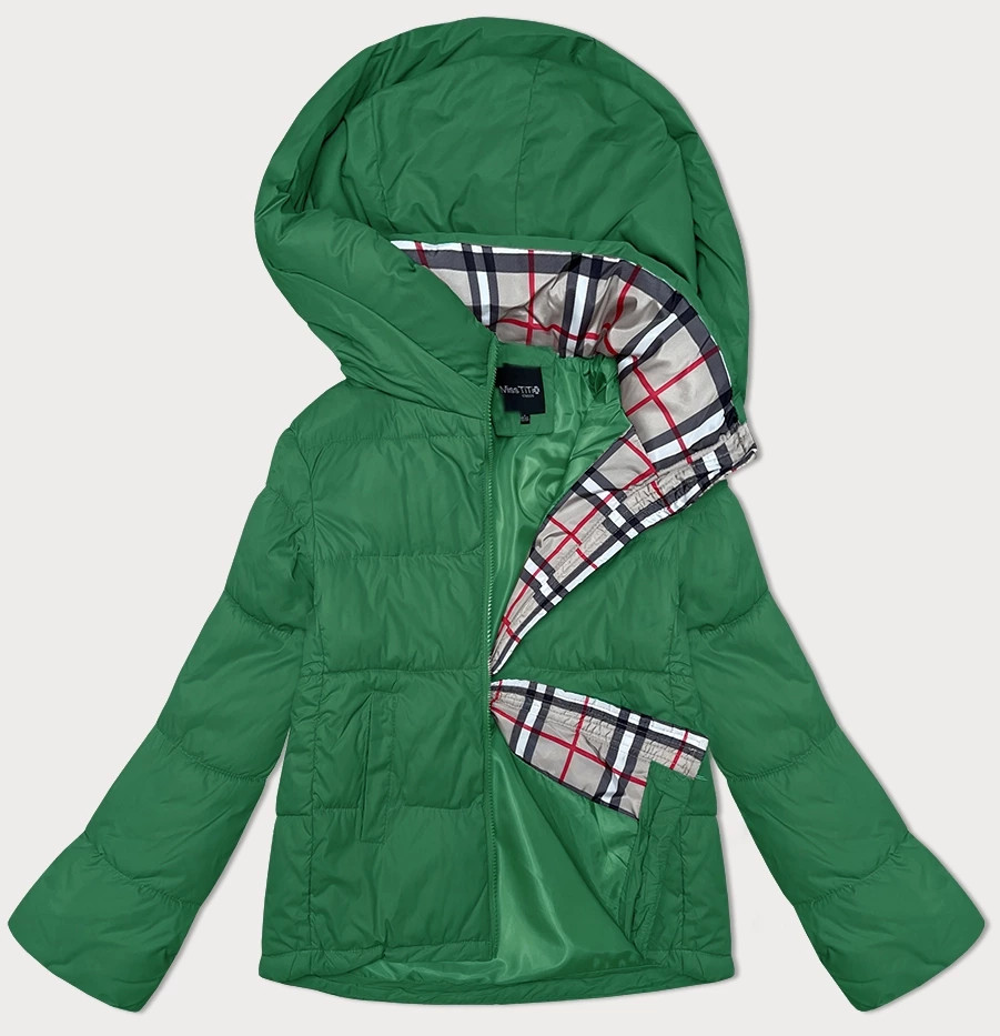 Volná zelená dámská bunda s kapucí Miss TiTi (2360) odcienie zieleni S (36)