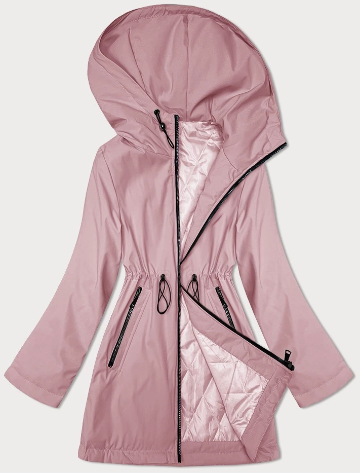 Tenká růžová bunda s kapucí S'West (B8236-81) odcienie różu XXL (44)