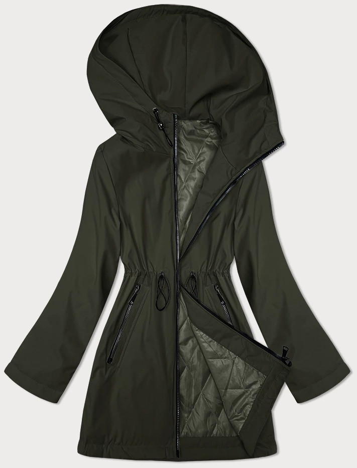 Tenká bunda v khaki barvě s kapucí S'West (B8236-11) odcienie zieleni L (40)