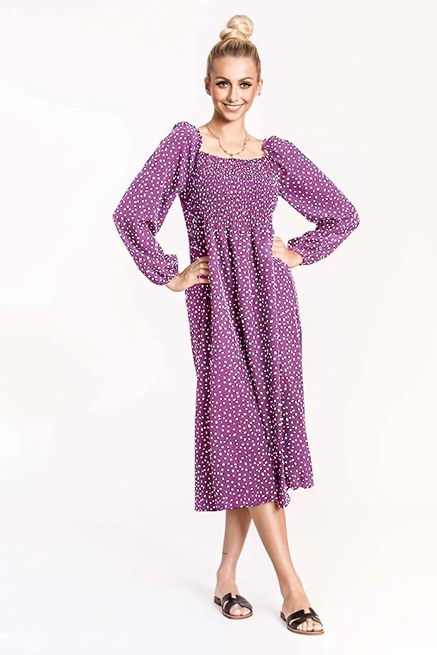 Fialové dámské šaty se spuštěnými rameny Ann Gissy (DLY018) odcienie fioletu XL (42)