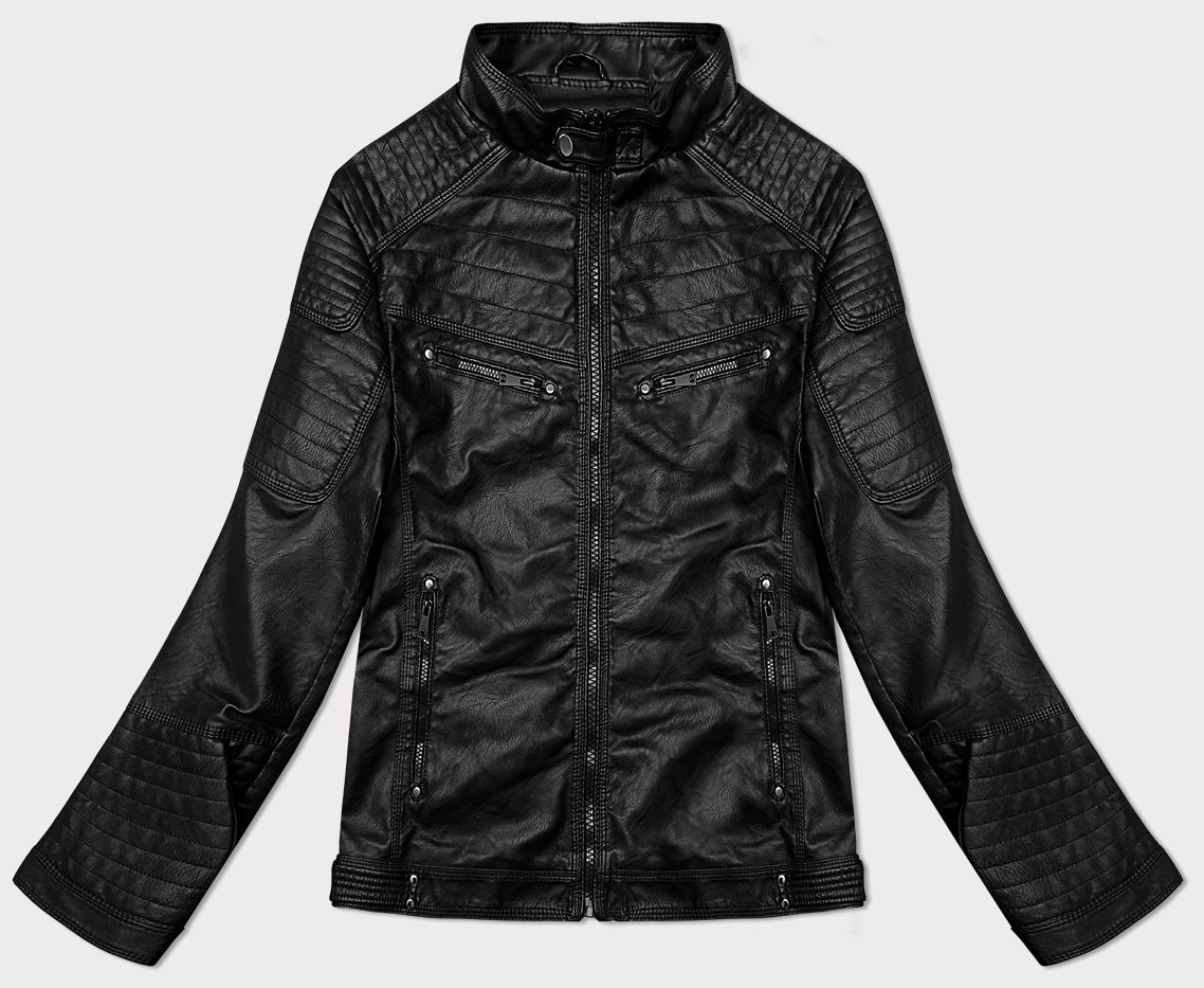 Černá pánská bunda z ekologické kůže (11Z8135) odcienie czerni XL