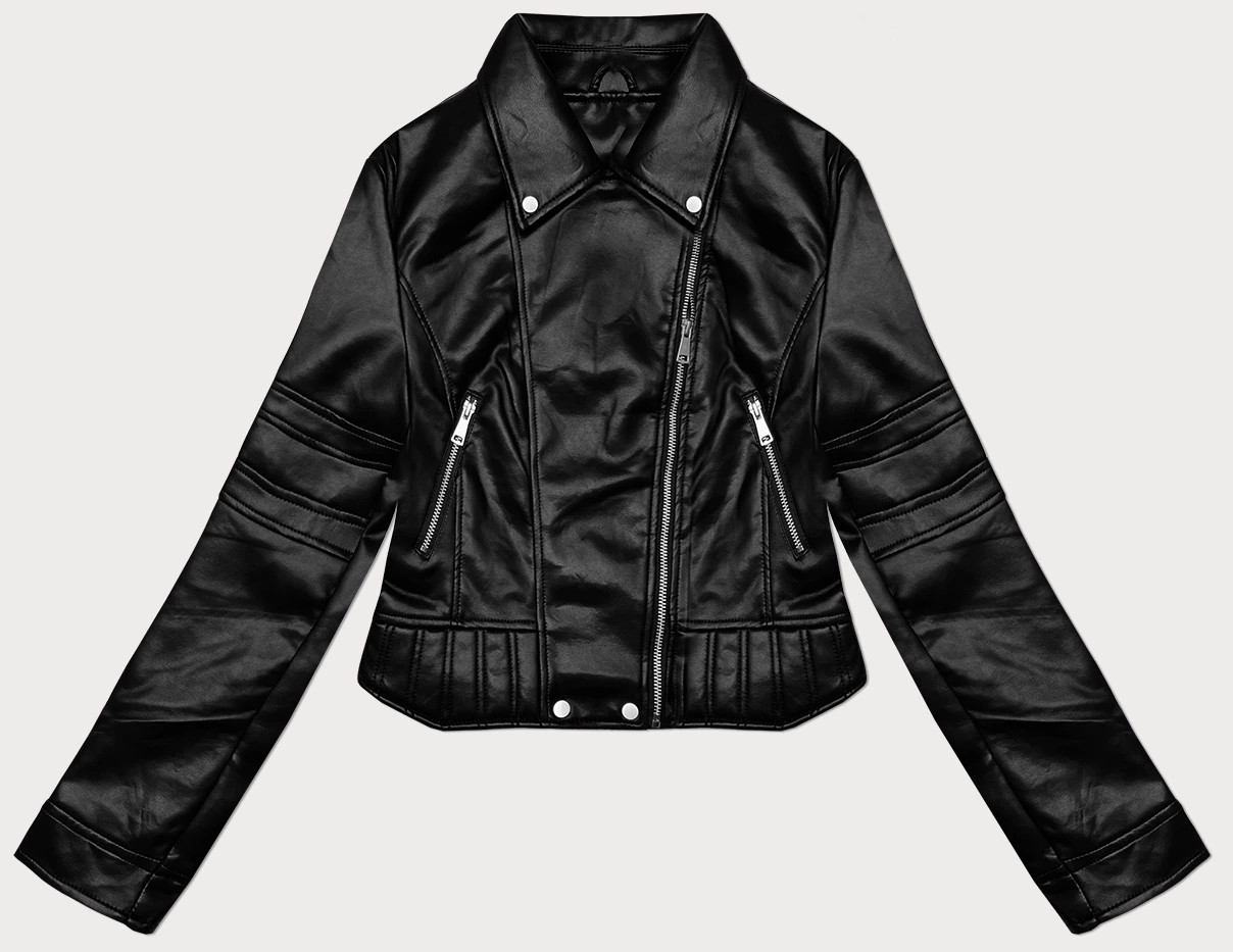 Černá dámská bunda ramoneska s ozdobným prošíváním J Style (11Z8129) odcienie czerni S (36)