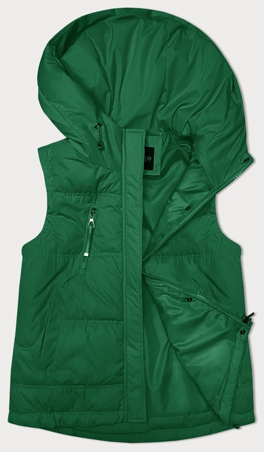 Volná zelená dámská vesta s kapucí (2655) odcienie zieleni XL (42)