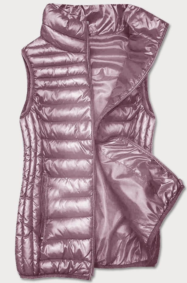 Růžová dámská vesta se stojáčkem (B8233-81) Růžová XL (42)