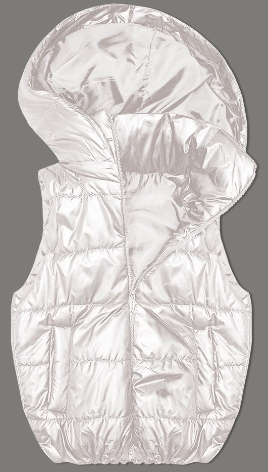 Bílá péřová vesta s odepínací kapucí (B8247-26) odcienie bieli M (38)