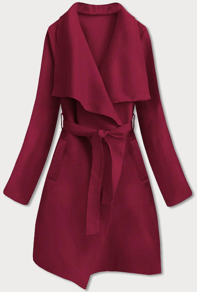 Minimalistický dámský kabát v tlumené červené barvě (747art) Červená ONE SIZE