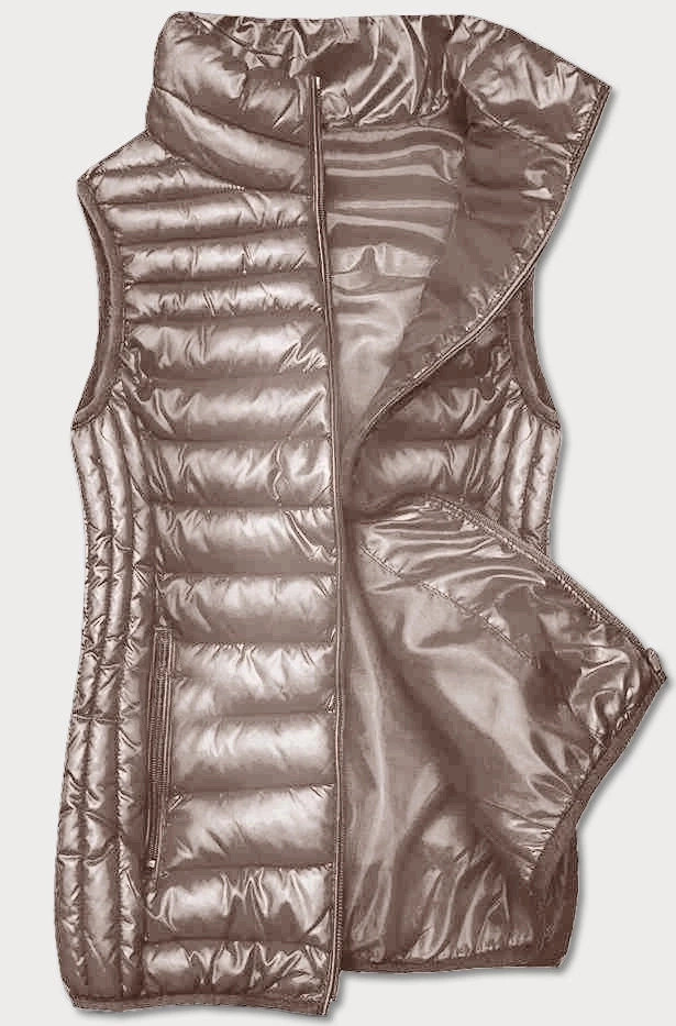 Tmavě béžová dámská vesta se stojáčkem (B8233-12) odcienie beżu XL (42)