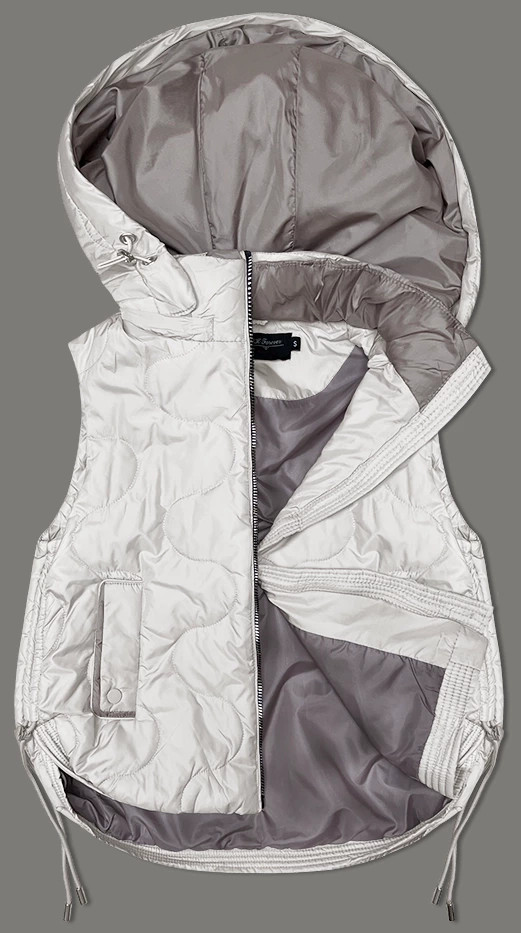 Krátká dámská vesta v barvě ecru s odepínací kapucí BH Forever (BH-2414) odcienie bieli M (38)