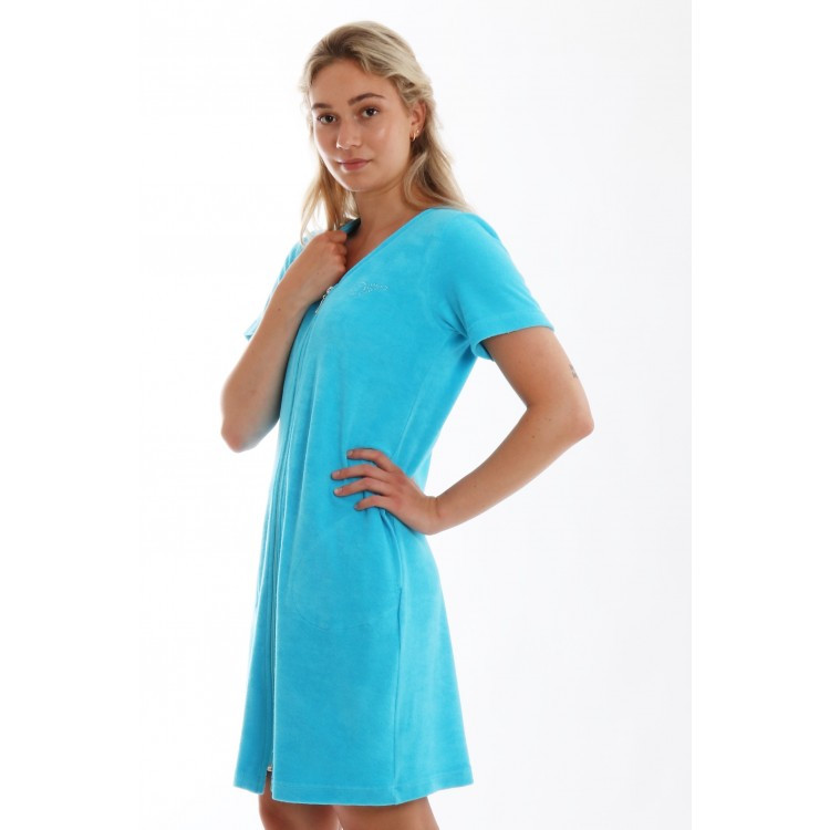BARI 5464 3/4 šaty s krátkým rukávem blue atoll XXL pohodlné zavazovací šaty s krátkým rukávem 6335 blue atoll