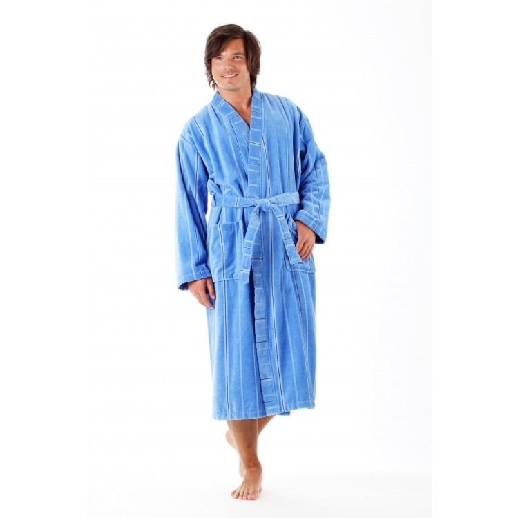 TERAMO 1223 středně modrá XL dlouhý župan kimono středně modrá 5353