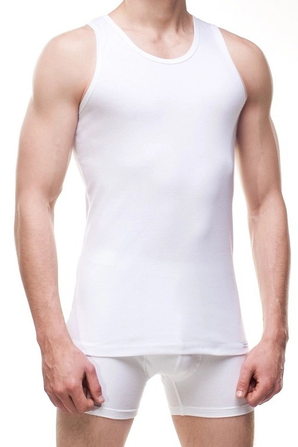 Pánské tričko 213 Authentic white plus - CORNETTE Bílá 4XL