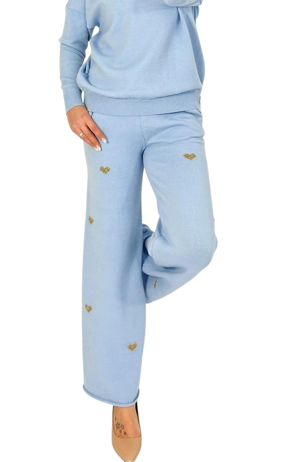 Dámské kalhoty Comfort fit blue - MM FASHION světle modrá Univerzální