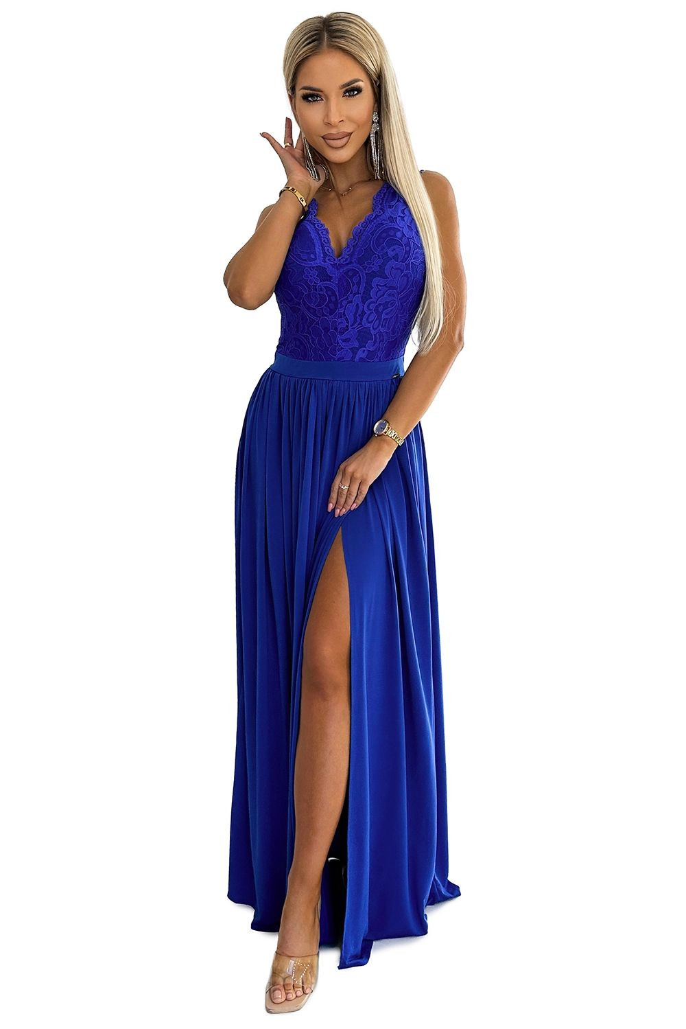 Dámské šaty 211-7 LEA - NUMOCO Modrá XL