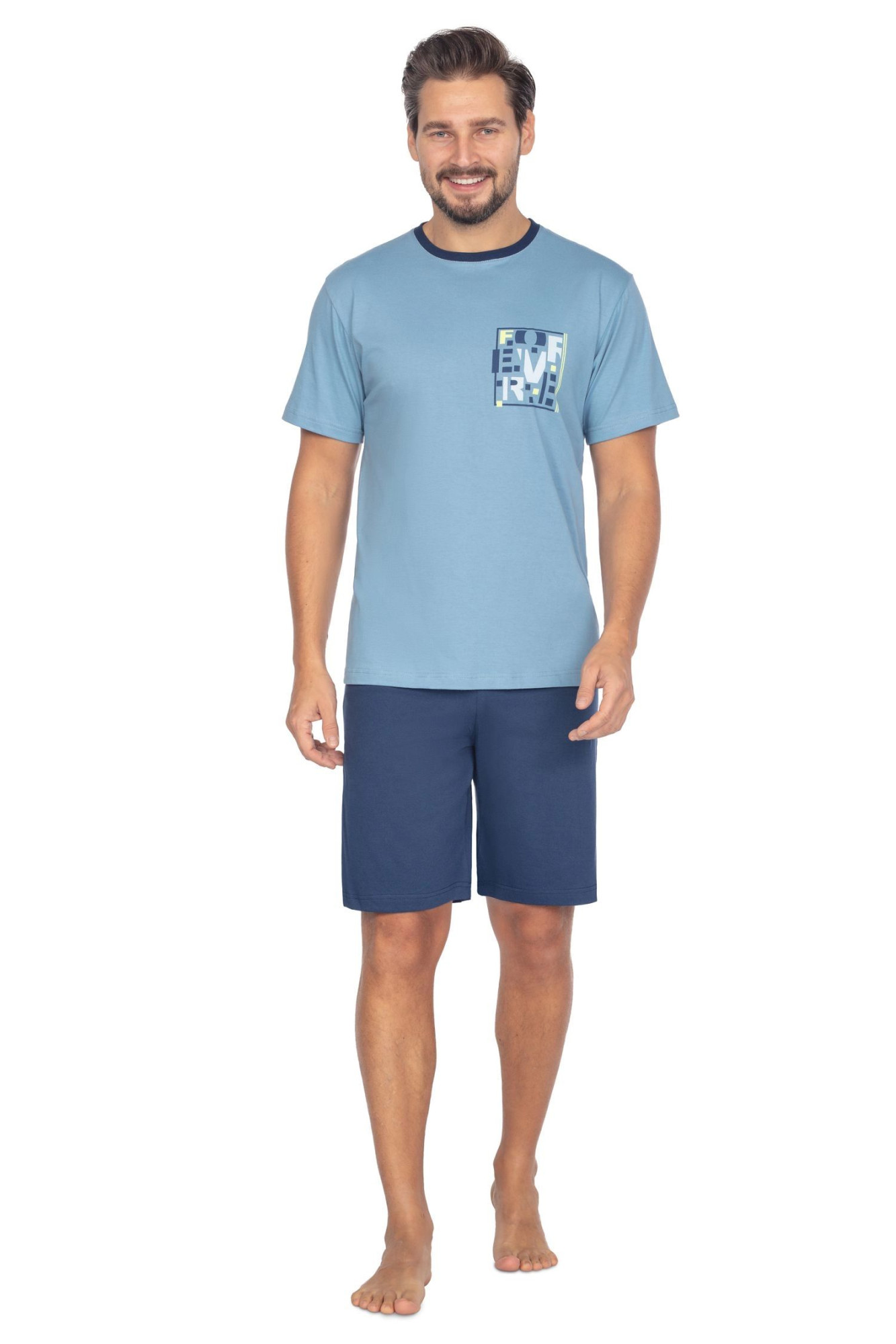 Pánské pyžamo 462 blue - REGINA světle modrá M