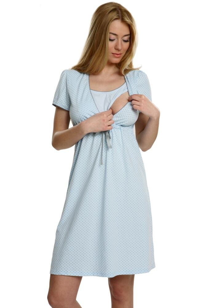 Bavlněná těhotenská noční košile Felicita modrá M