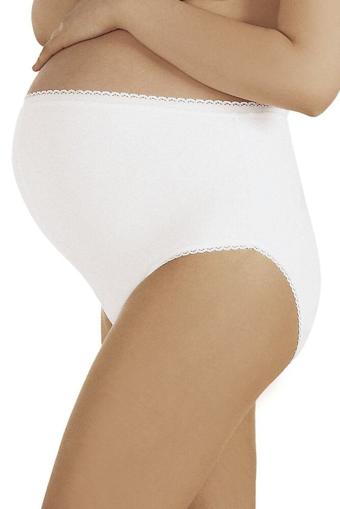 Bavlněné těhotenské kalhotky Mama Maxi bílé bílá L