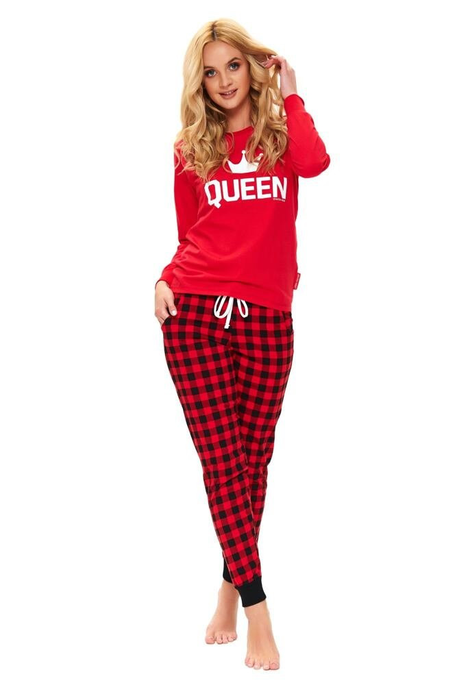 Dámské pyžamo Queen červené dlouhé červená M