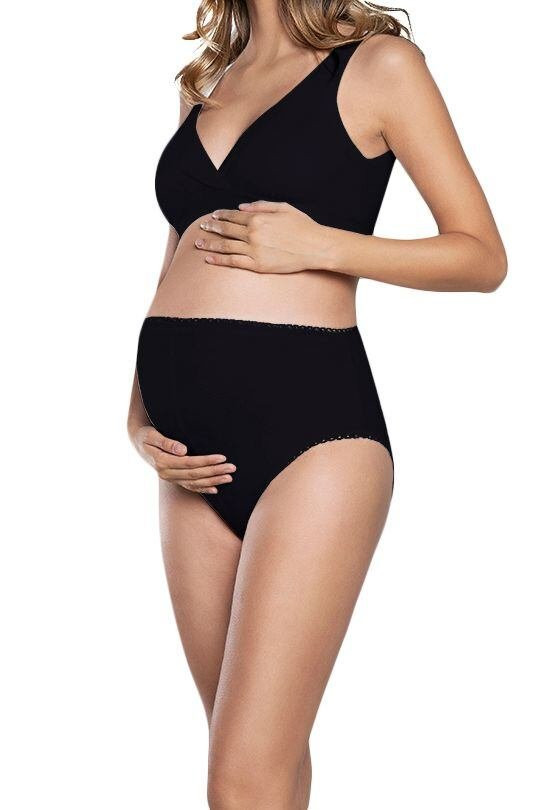 Bavlněné těhotenské kalhotky Mama Maxi černé černá L