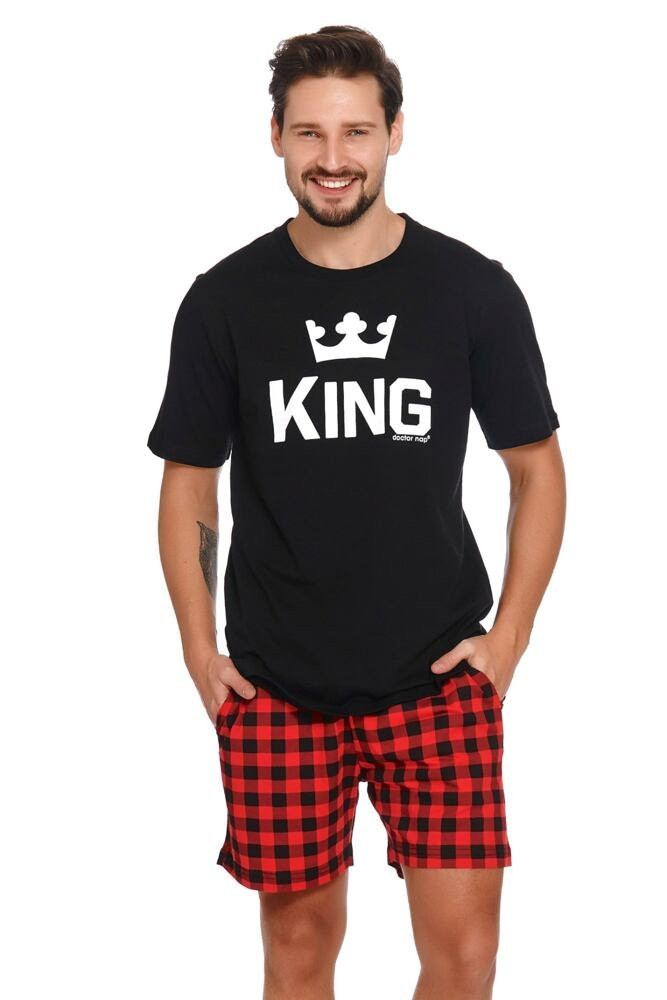 Krátké pánské pyžamo King černé černá L