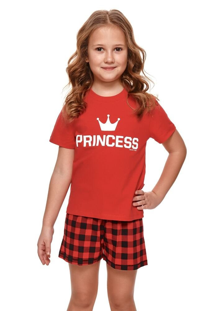 Krátké dívčí pyžamo Princess červené červená 134/140