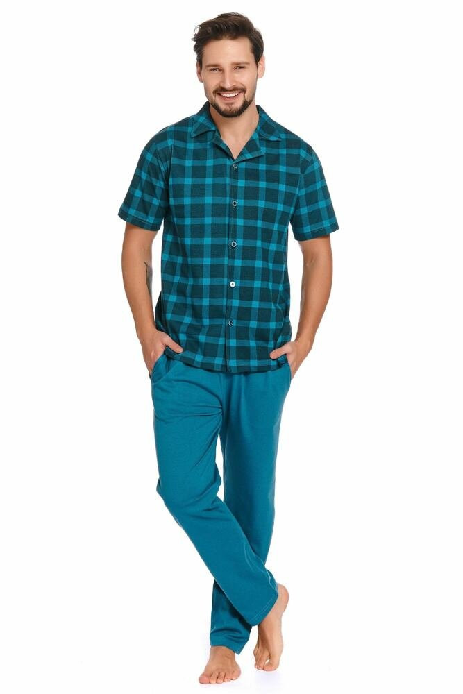 Pánské pyžamo Luke modré káro modrá XL