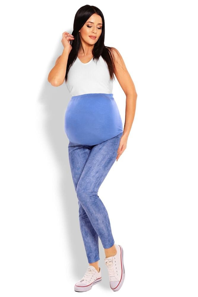Těhotenské legíny Kyra modré ve vzhledu džín modrá L/XL