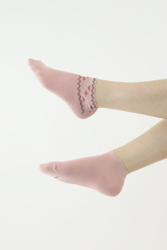 Elegantní ponožky 522 růžové s ozdobnou aplikací růžová 38/41