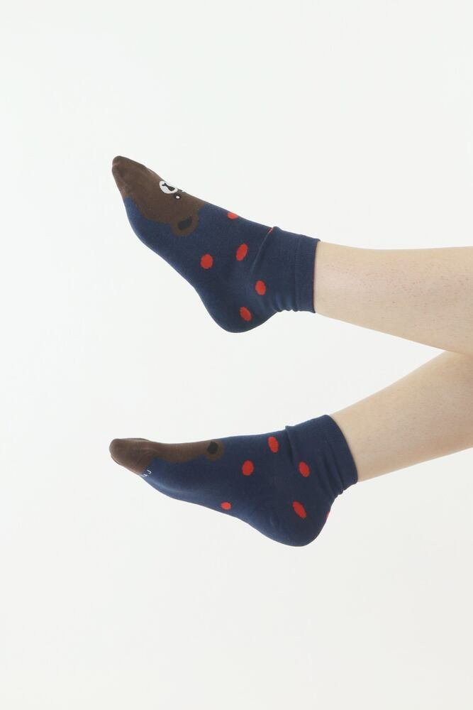 Zábavné ponožky Bear modré s červenými puntíky modrá 35/38
